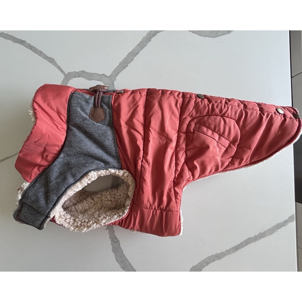 Hotel Doggy Pet Sherpa Lined Winter Dog Coat Jacket Orange Quilted Size: XL